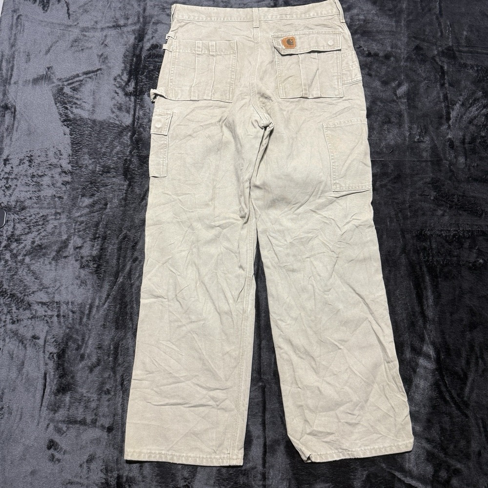 Carhartt B159 LKH Loose Fit Canvas Cargo Pants Mens 32x30 Khaki Stain Workwear